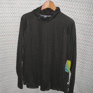 Spalding Speed Dry Black Gold Striped Pullover Turtleneck Athleisure Top 1X NWT